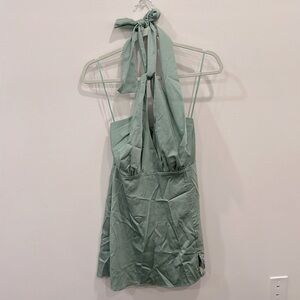 Silky satin halter neck dress